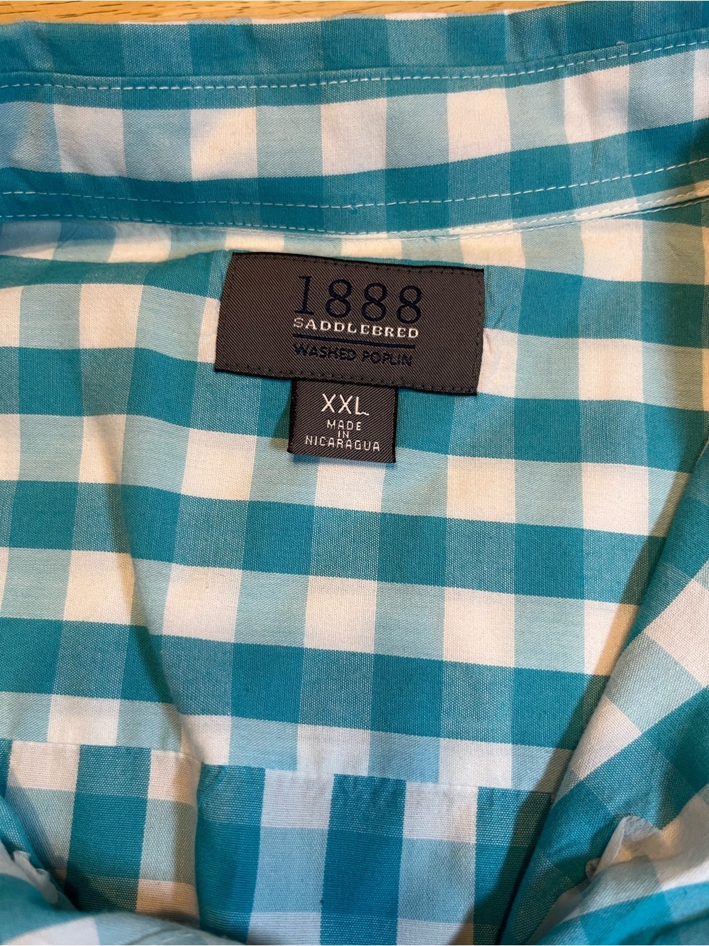 Saddlebred Men's Teal and White Gingham Button-Down Shirt